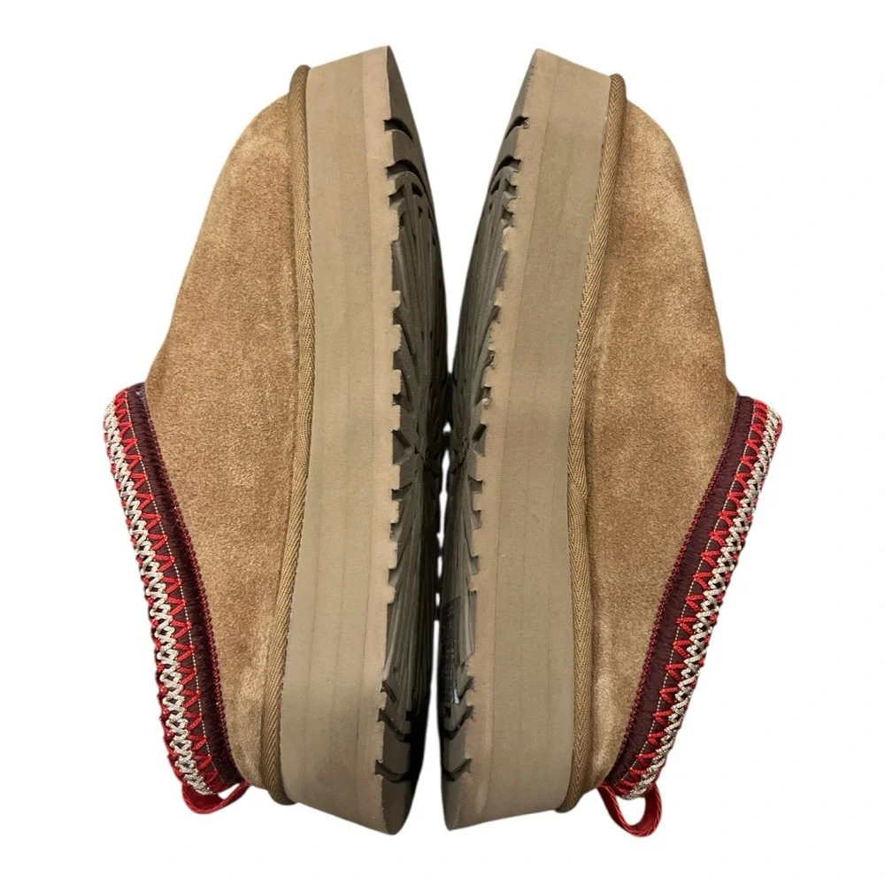 UGG WOMEN TAZZ CHESTNUT SHEARLING SUEDE PLATFORM SHOES US 8